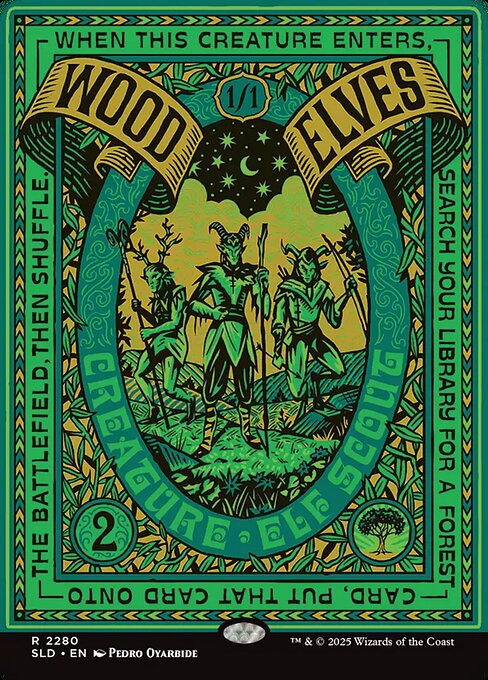 【ENG】【Foil】■ボーダーレス■《ウッド・エルフ/Wood Elves》[Secret Lair]