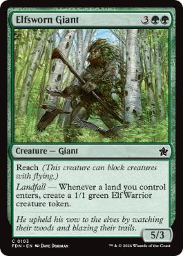 【ENG】【Foil】《エルフ誓いの巨人/Elfsworn Giant》[FDN]
