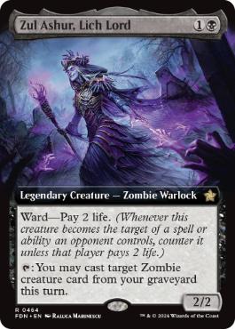 【ENG】【Foil】■拡張アート■《死者の王、ザル・アシュール/Zul Ashur, Lich Lord》[FDN]