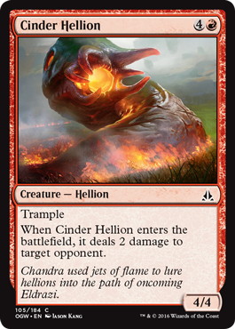 【ENG】【Foil】《溶滓のへリオン/Cinder Hellion》[OGW]