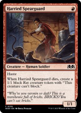 【ENG】【Foil】《攻め立てられる槍護衛/Harried Spearguard》[WOE]