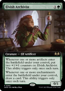 【ENG】【Foil】■拡張アート■《エルフの文書管理人/Elvish Archivist》[WOE]