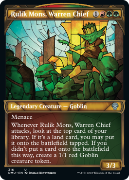 【ENG】【Foil】■ショーケース■《巣穴の長、ルリク・モンス/Rulik Mons, Warren Chief》[DMU]