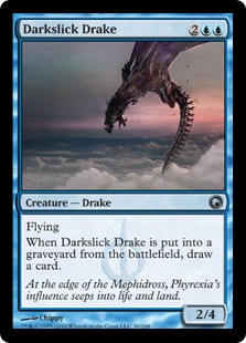 【ENG】【Foil】《闇滑りのドレイク/Darkslick Drake》[SOM]