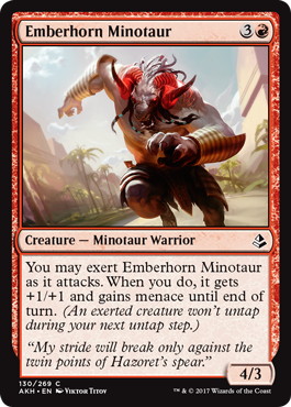 【ENG】《燃えさし角のミノタウルス/Emberhorn Minotaur》[AKH]