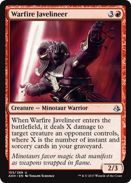 【ENG】《戦炎の投槍手/Warfire Javelineer》[AKH]