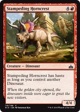 【ENG】【Foil】《暴走する角冠/Stampeding Horncrest》[RIX]