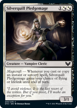 【ENG】【Foil】《シルバークイルの誓約魔道士/Silverquill Pledgemage》[STX]