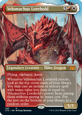 【ENG】【Foil】■ボーダーレス■《ヴェロマカス・ロアホールド/Velomachus Lorehold》[STX]