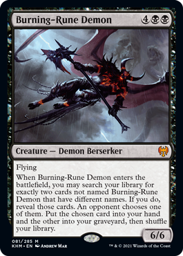 【ENG】【Foil】《燃えルーンの悪魔/Burning-Rune Demon》[KHM]