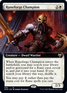 【ENG】【Foil】■拡張アート■《ルーン鍛えの勇者/Runeforge Champion》[KHM]