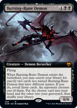 【ENG】【Foil】■拡張アート■《燃えルーンの悪魔/Burning-Rune Demon》[KHM]