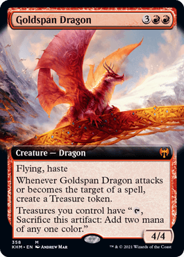 【ENG】【Foil】■拡張アート■《黄金架のドラゴン/Goldspan Dragon》[KHM]