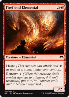 【ENG】【Foil】《炎魔の精霊/Firefiend Elemental》[ORI]