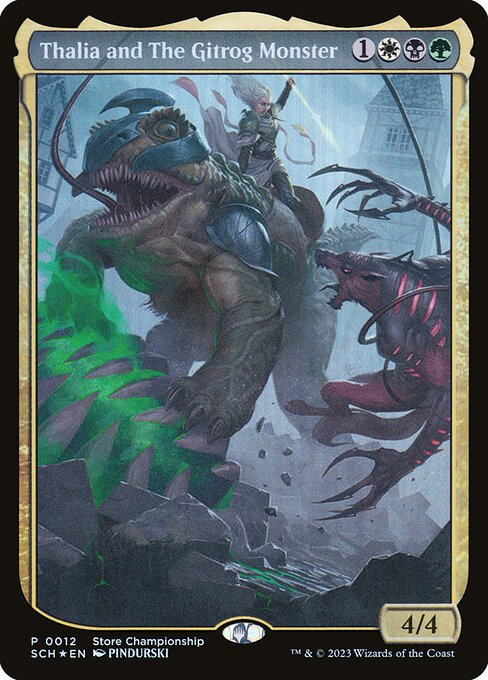 【ENG】【Foil】■テキストレス■《サリアとギトラグの怪物/Thalia and The Gitrog Monster》[ストアチャンピオンシップ]