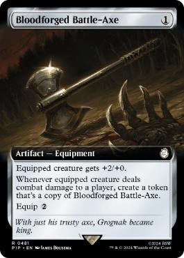 【ENG】【Foil】■拡張アート■《血鍛冶の戦斧/Bloodforged Battle-Axe》[PIP]
