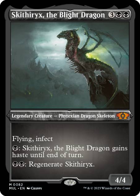 【ENG】【Foil】■エッチング■《荒廃のドラゴン、スキジリクス/Skithiryx, the Blight Dragon》[MUL]