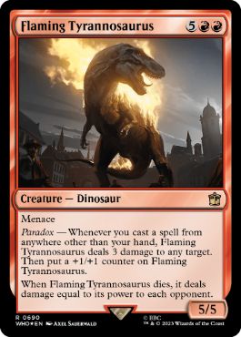 【ENG】【Foil】■サージ■《燃え盛るティラノサウルス/Flaming Tyrannosaurus》[WHO]