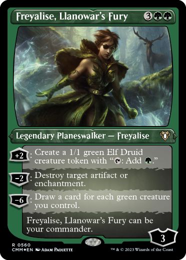 【ENG】【Foil】■エッチング■《ラノワールの憤激、フレイアリーズ/Freyalise, Llanowar's Fury》[CMM]
