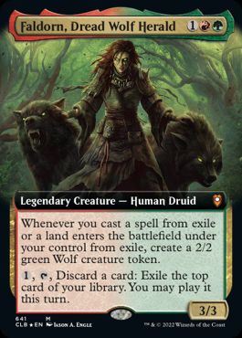 【ENG】【Foil】■拡張アート■《戦慄の狼の伝令官、ファルドーン/Faldorn, Dread Wolf Herald》[CLB]