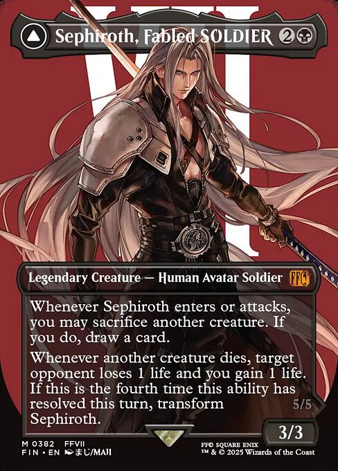 【ENG】【Foil】■ボーダーレス■《威名のソルジャー、セフィロス/Sephiroth, Fabled SOLDIER》(382)[FIN]