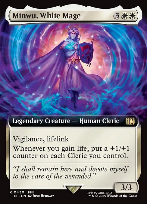 【ENG】【Foil】■拡張アート■《白魔導師、ミンウ/Minwu, White Mage》[FIN]