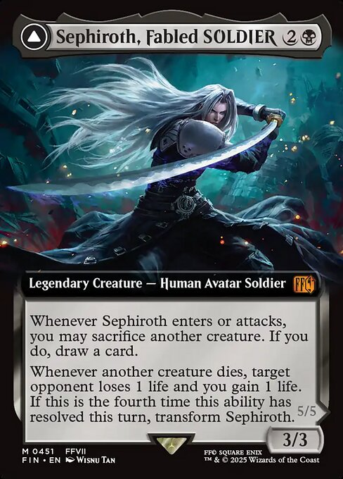 【ENG】【Foil】■拡張アート■《威名のソルジャー、セフィロス/Sephiroth, Fabled SOLDIER》[FIN]