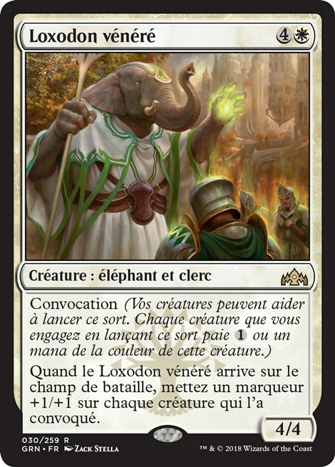 【FRA】【Foil】《敬慕されるロクソドン/Venerated Loxodon》[GRN]