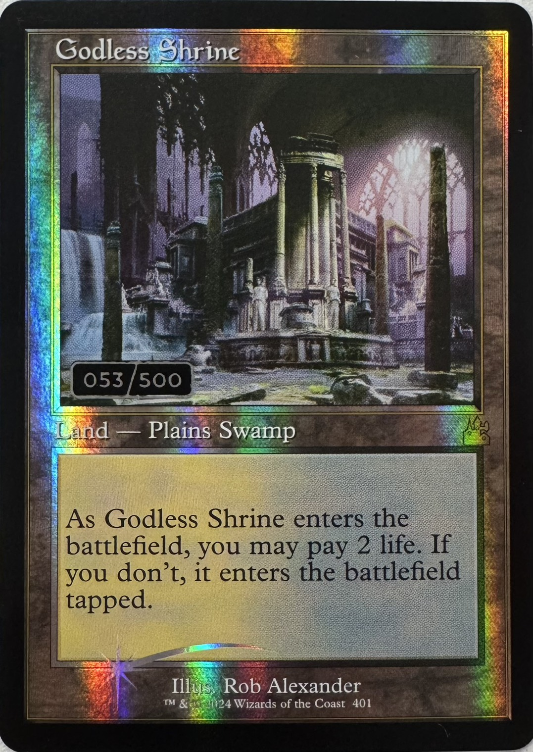 【ENG】【Foil】■ダブルレインボウ■《神無き祭殿/Godless Shrine》(053/500)[RVR]