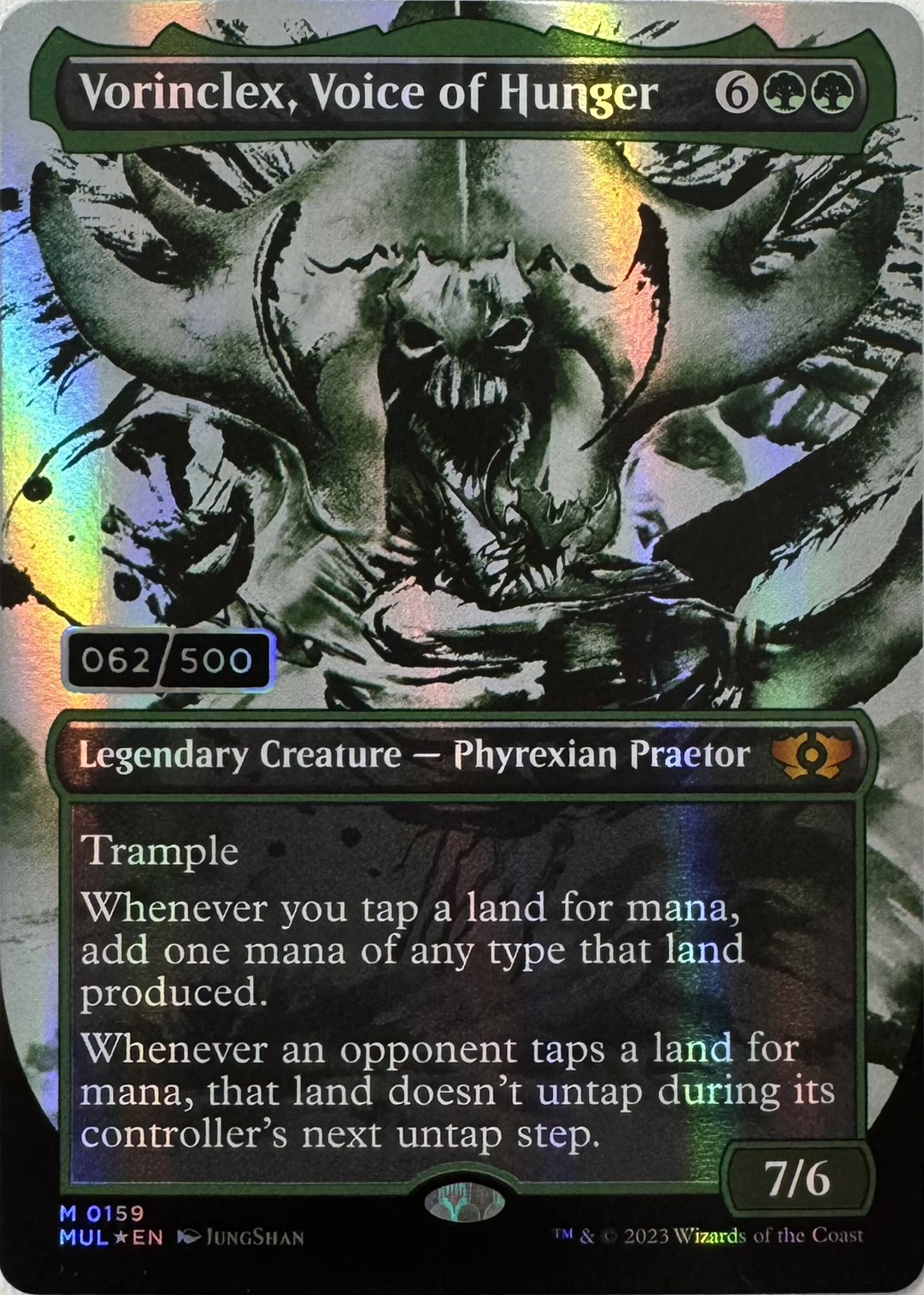 【ENG】【Foil】■ダブルレインボウ■《飢餓の声、ヴォリンクレックス/Vorinclex, Voice of Hunger》(062/500)[MUL]