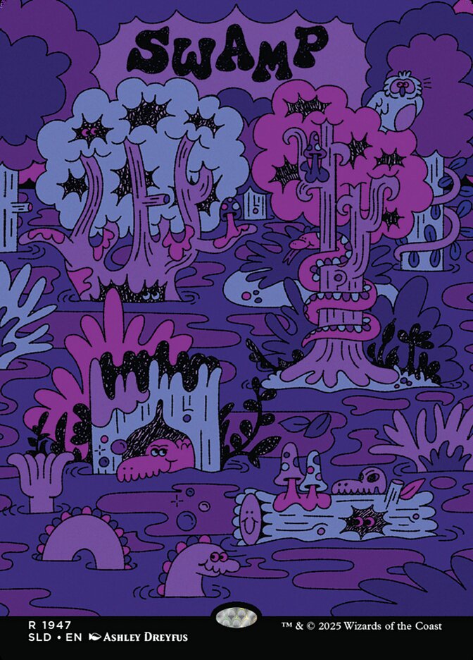 【ENG】【Foil】■ボーダーレス■《沼/Swamp》(1947)[Secret Lair]